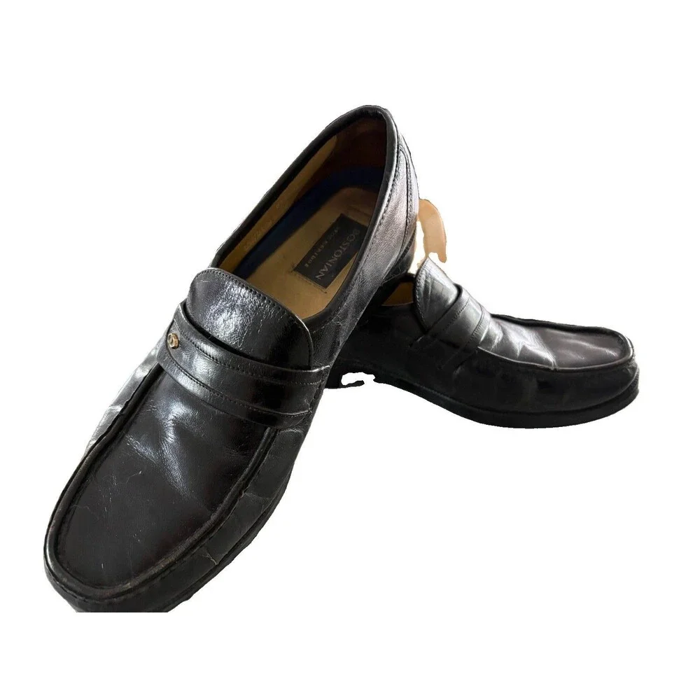 BOSTONIAN MENS LEATHER LOAFERS DRESS SHOES BLACK 9.5 MENS